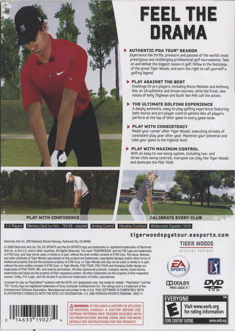 Tiger Woods PGA Tour 10 — Box back