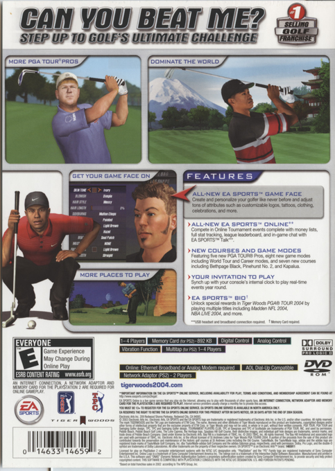Tiger Woods PGA Tour 2004 — Box back
