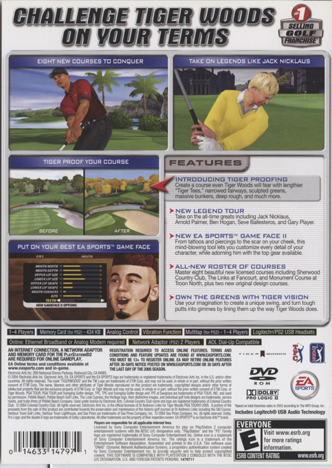 Tiger Woods PGA Tour 2005 — Box back