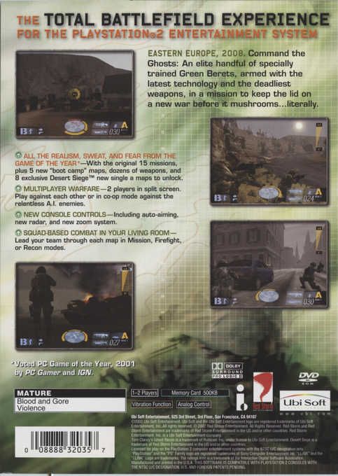Tom Clancy's Ghost Recon — Box back