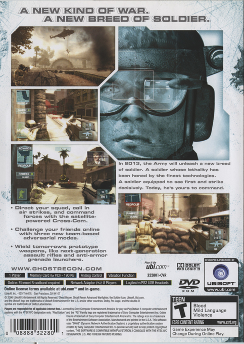 Tom Clancy's Ghost Recon : Advanced Warfighter — Box back