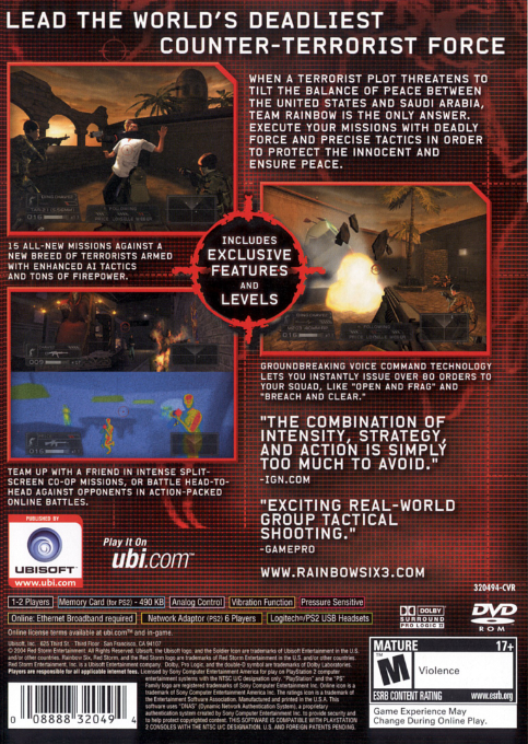 Tom Clancy's Rainbow Six 3 — Box back