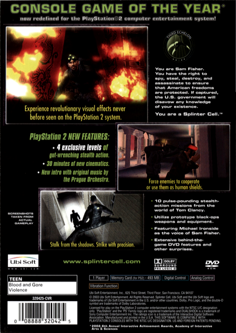 Tom Clancy's Splinter Cell — Box back