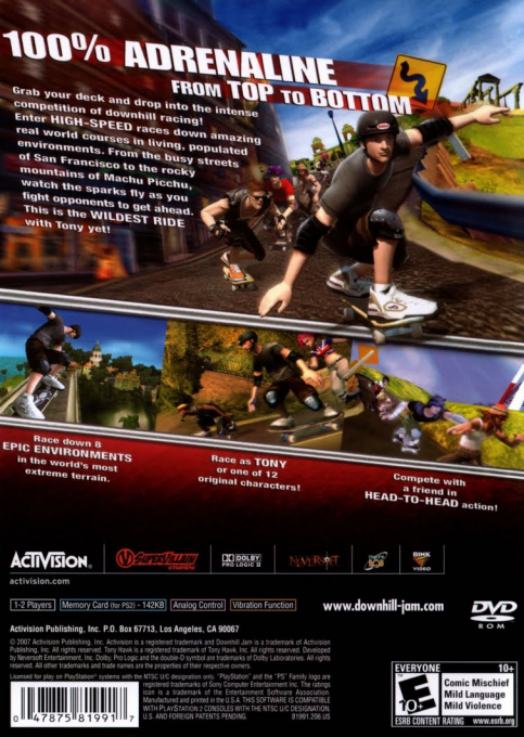 Tony Hawk's Downhill Jam — Box back