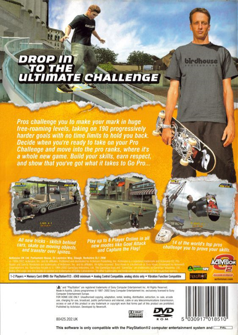 Tony Hawk's Pro Skater 4 — Box back
