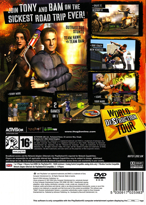 Tony Hawk's Underground 2 — Box back