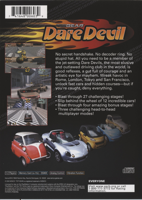 Top Gear Dare Devil — Box back