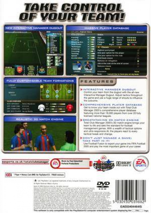 Total Club Manager 2005 — Box back