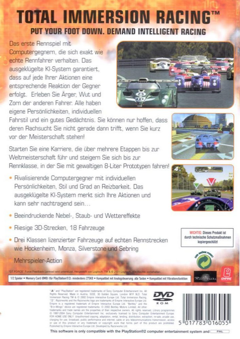 Total Immersion Racing — Box back