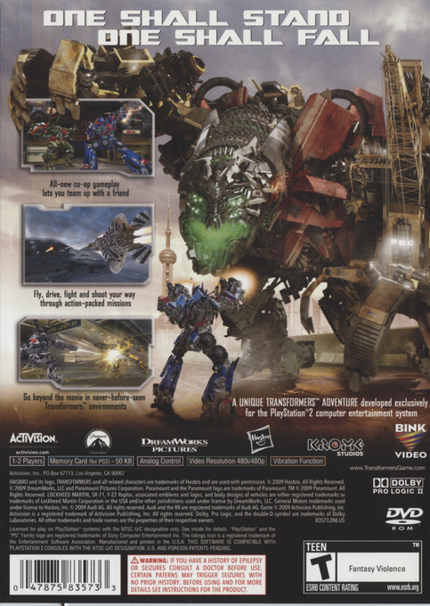 Transformers : Revenge of the Fallen — Box back