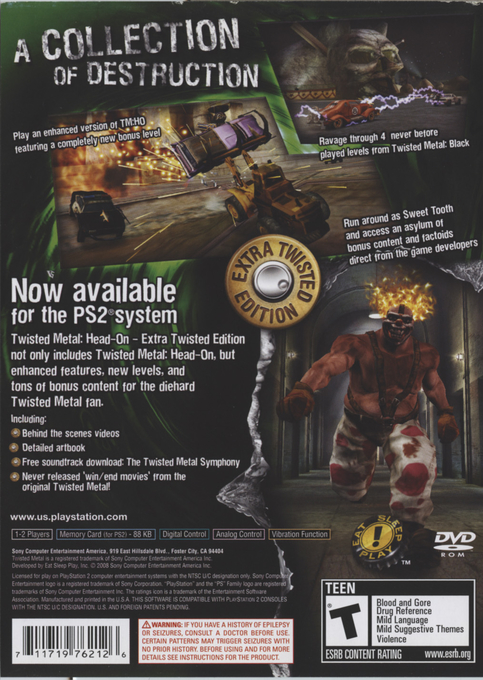 Twisted Metal : Head-On, Extra Twisted Edition — Box back