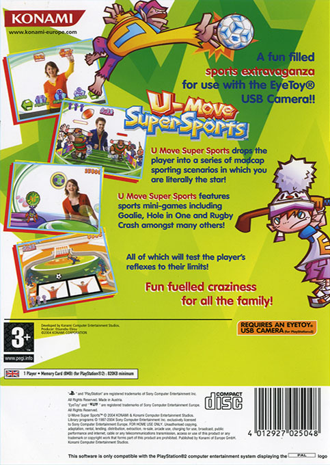 U-Move Super Sports — Box back