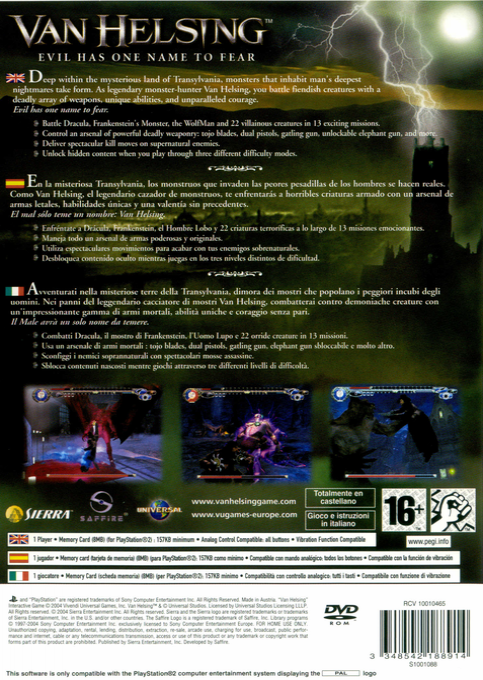 Van Helsing — Box back