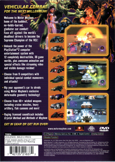 Vehicular Combat League Presents : Motor Mayhem — Box back