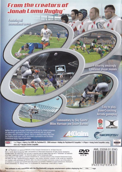 WCR : World Championship Rugby — Box back