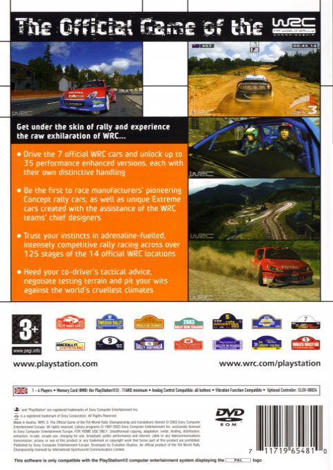 WRC 3 : The Official Game of the FIA World Rally Championship — Box back