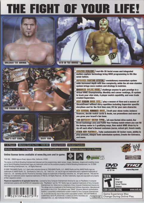WWE SmackDown! vs. Raw 2006 — Box back