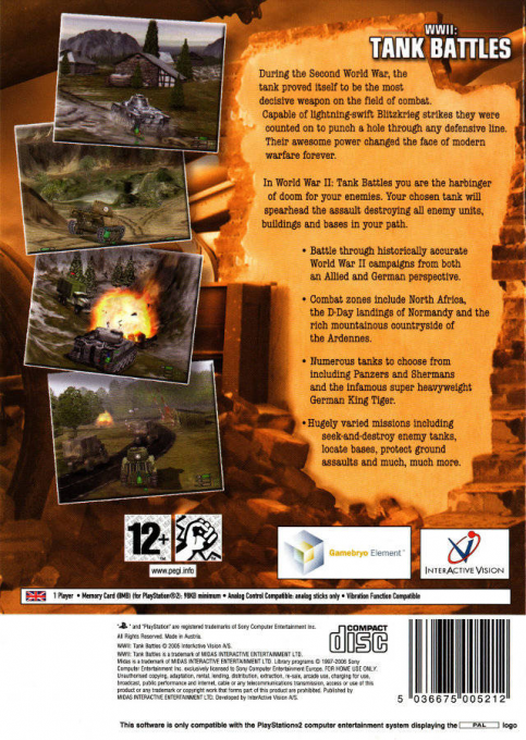 WWII : Tank Battles — Box back