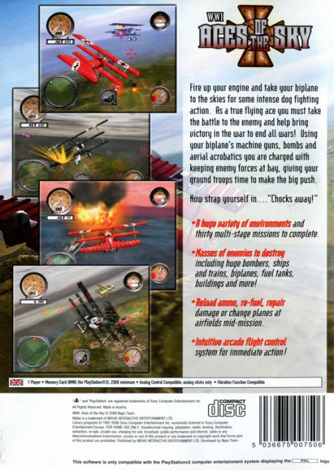 WWI : Aces of the Sky — Box back