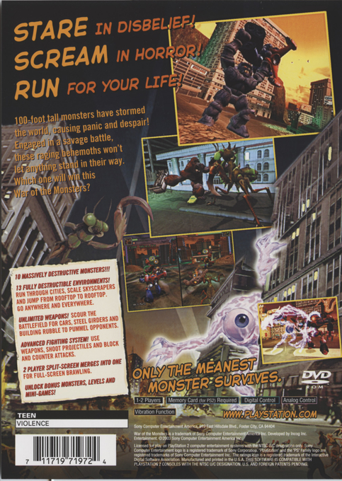 War of the Monsters — Box back