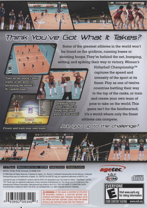 Women's Volleyball Championship — Box back