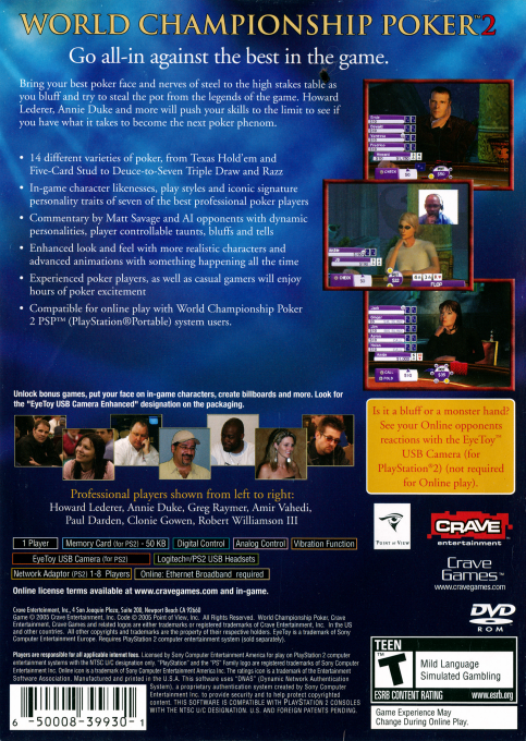 World Championship Poker 2 featuring Howard Lederer — Box back