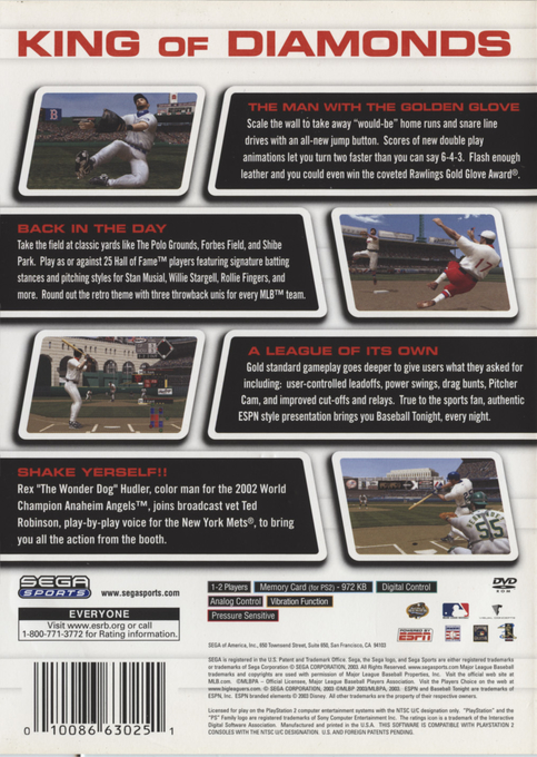 World Series Baseball 2K3 — Box back