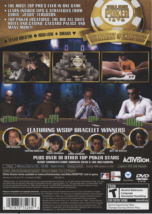 World Series of Poker : Tournament of Champions, 2007 Edition — Box back