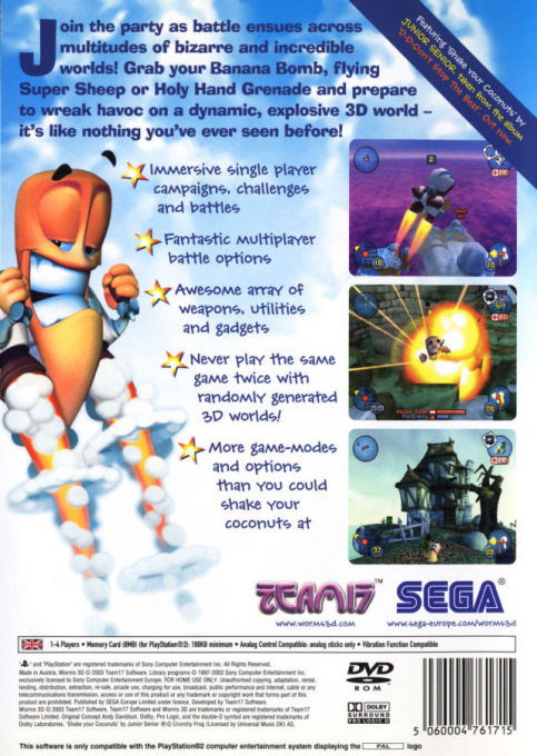 Worms 3D — Box back