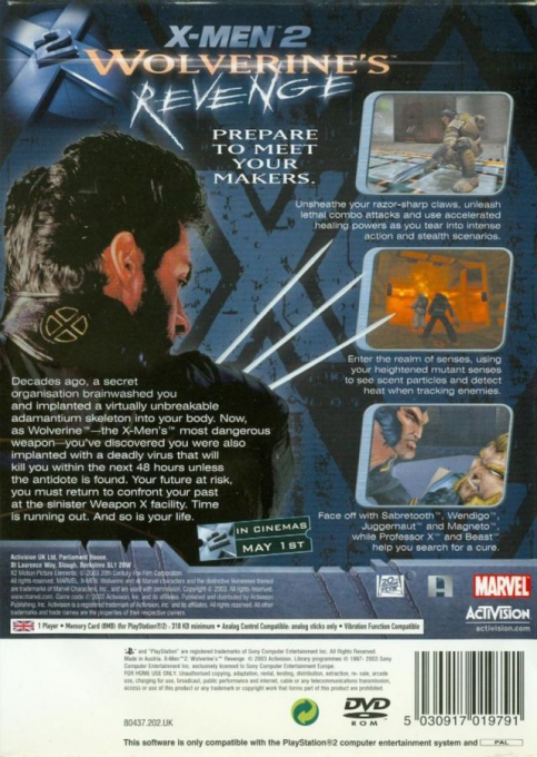 X-Men 2 : Wolverine's Revenge — Box back