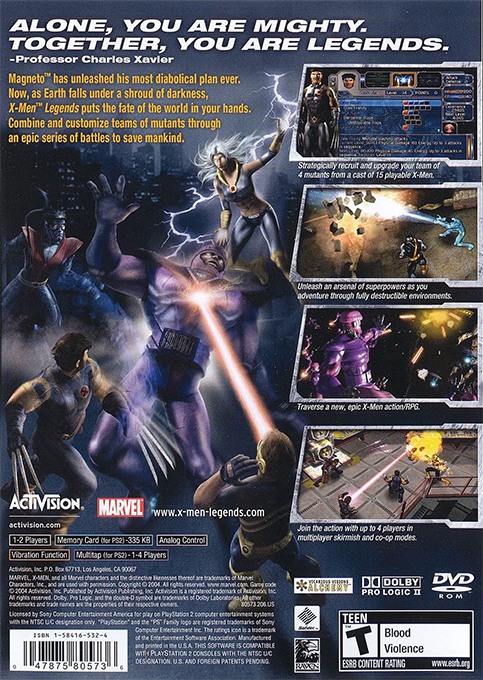 X-Men Legends — Box back