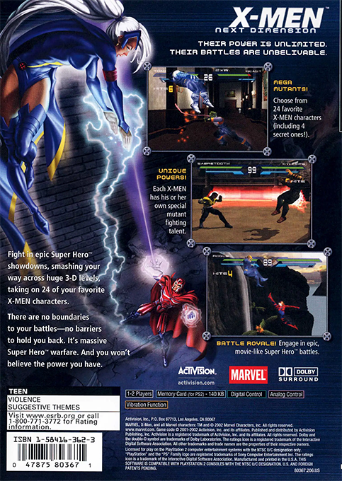 X-Men : Next Dimension — Box back