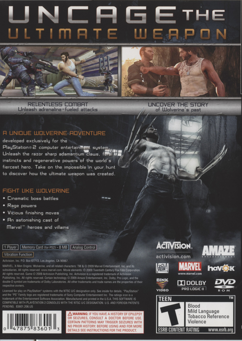X-Men Origins : Wolverine — Box back