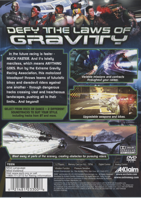 XGRA : Extreme G Racing Association — Box back