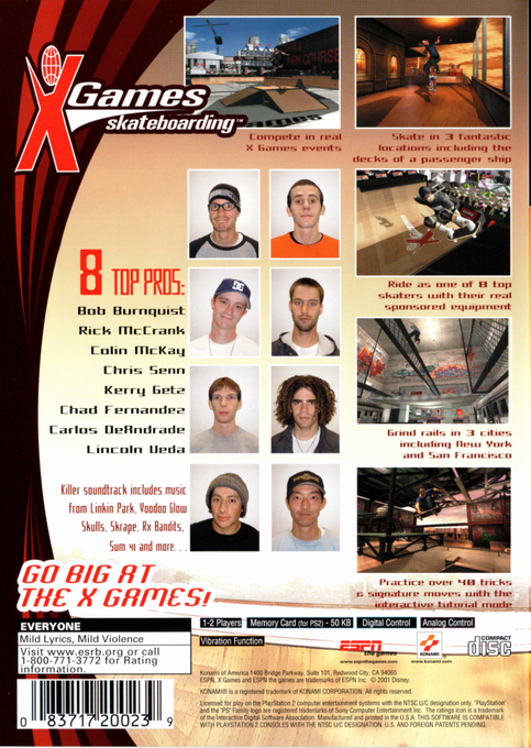 X Games Skateboarding — Box back