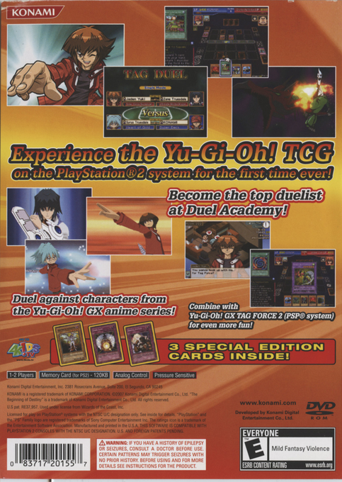 Yu-Gi-Oh! GX : Tag Force Evolution — Box back
