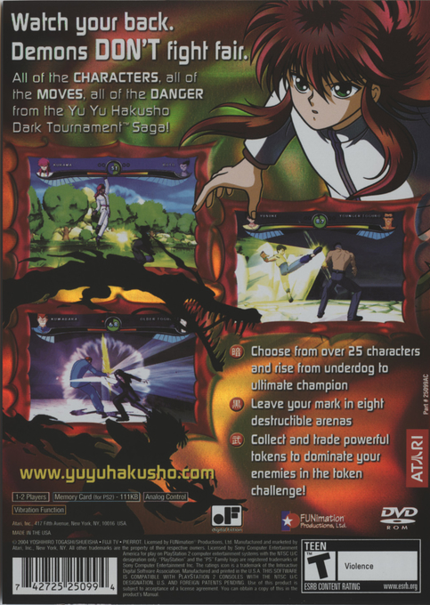 Yu Yu Hakusho : Dark Tournament — Box back