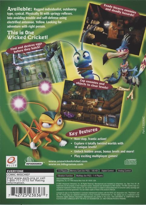 Zapper : One Wicked Cricket — Box back