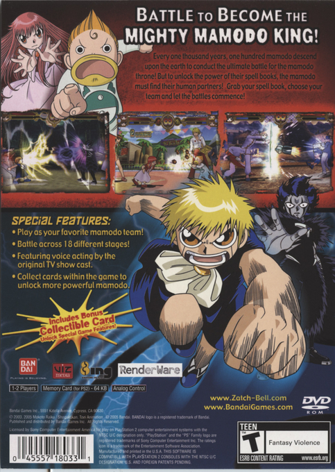 Zatch Bell! Mamodo Battles — Box back