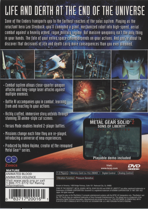 Zone of the Enders — Box back