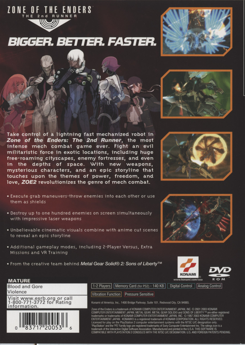 Zone of the Enders : The 2nd Runner — Box back