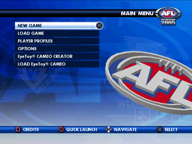 AFL Premiership 2005 — Title screen