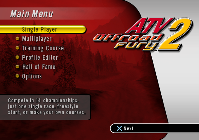 ATV Offroad Fury 2 — Title screen