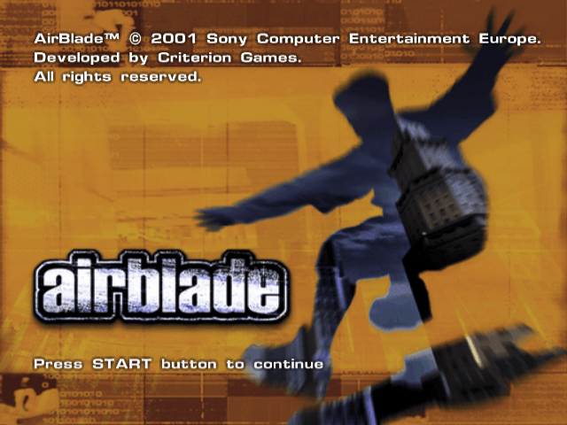 AirBlade — Title screen