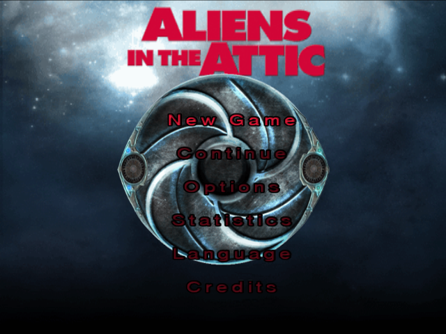 Aliens in the Attic — Title screen