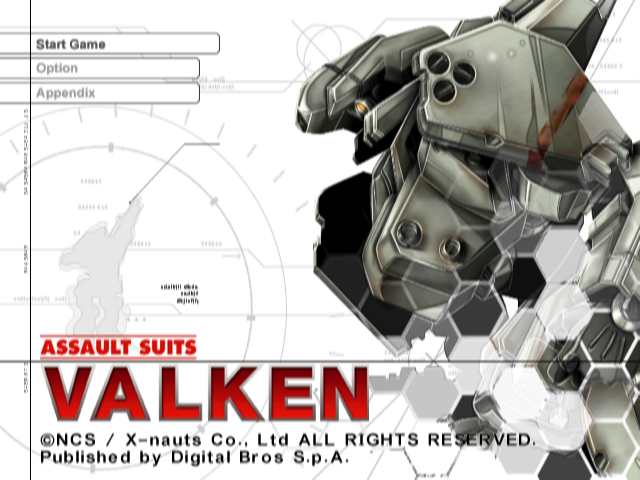 Assault Suits Valken — Title screen