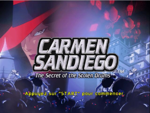 Carmen Sandiego : The Secret of the Stolen Drums — Title screen