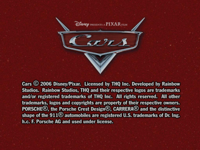 Cars — Title screen