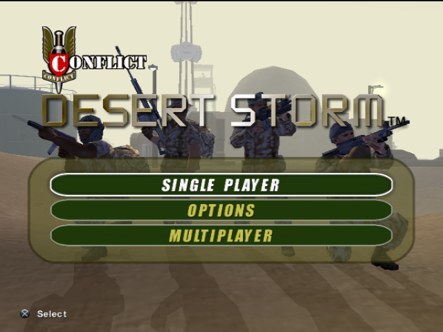 Conflict : Desert Storm — Title screen