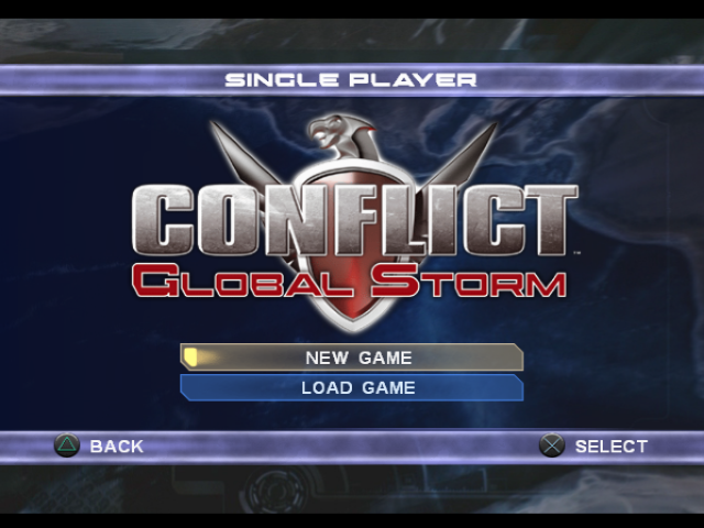 Conflict : Global Storm — Title screen
